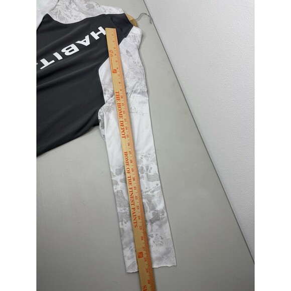 Habit White Gray Real Tree Fishing 1/4 Zip Pullover Mens Size Medium - READ - Picture 11 of 16